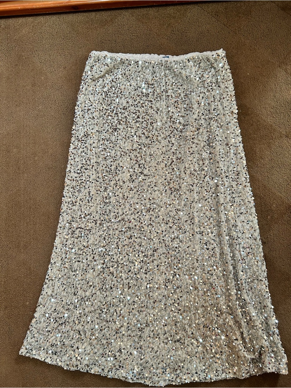 Old Navy Ivory Sequin Maxi Skirt